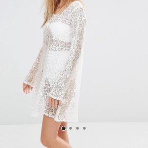 Anmol Crochet mini dress with metallic print